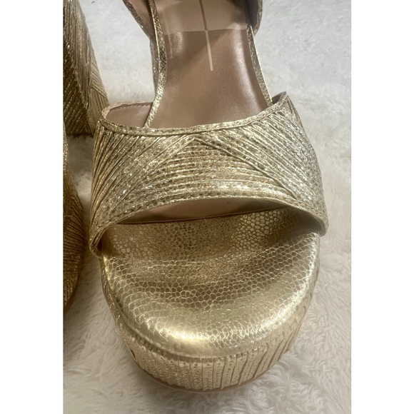 Dolce Vita Size 10 Gold Woven Stella Bobby Deco Platform Heels Sandals New - Picture 11 of 16